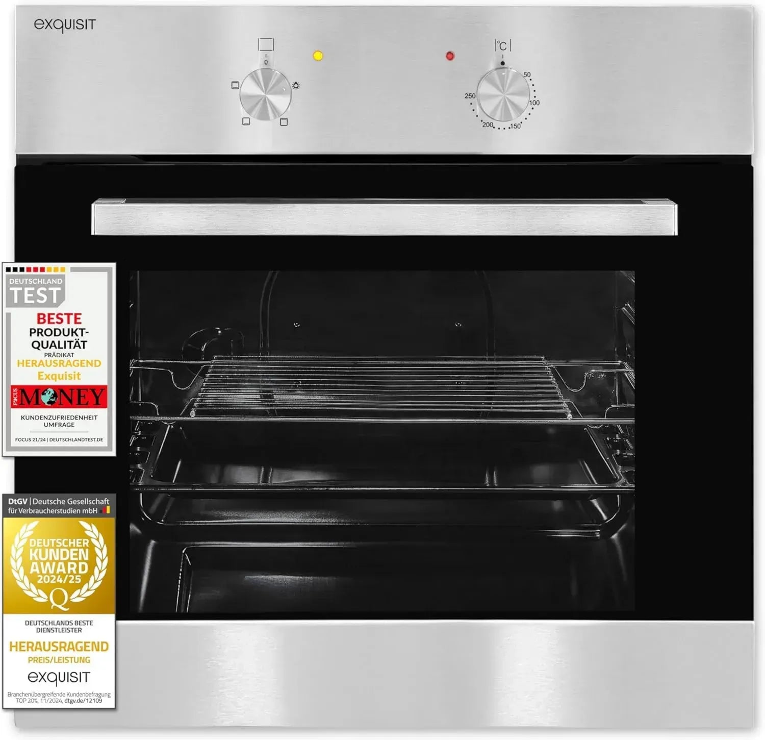 Hocheffizienter Einbaubackofen 62 l, Energieklasse A, 2200 W, vielseitige Heizfunktionen, Temperatur 50-250°C