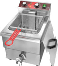EGGKITPO 12L Elektrische Fritteuse mit Ölablass & Timer, Edelstahl-Tischmodell für Gewerbe und Küche, 220V 3000W