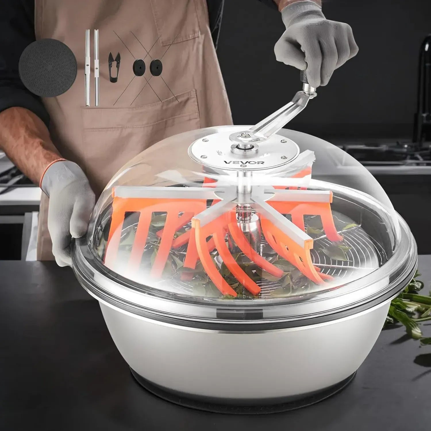 VEVOR Manuelle Erntemaschine 48 cm mit Edelstahlklingen für Nass- & Trockenschneiden